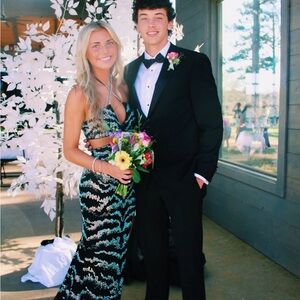 Elegant Black and Silver Prom Dress